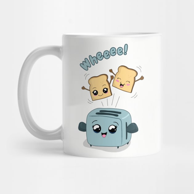 Cute Kawaii Toast and Toaster by valentinahramov